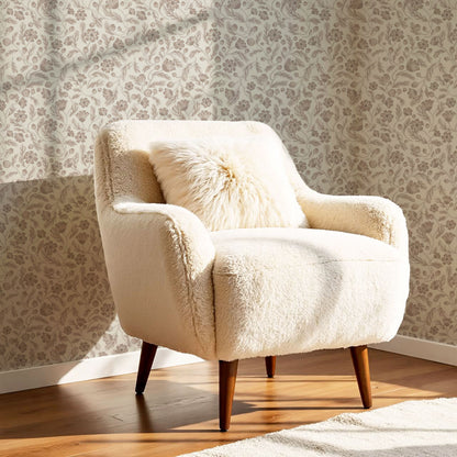 Odile Frenchie Blooms Tan Sand Wallpaper