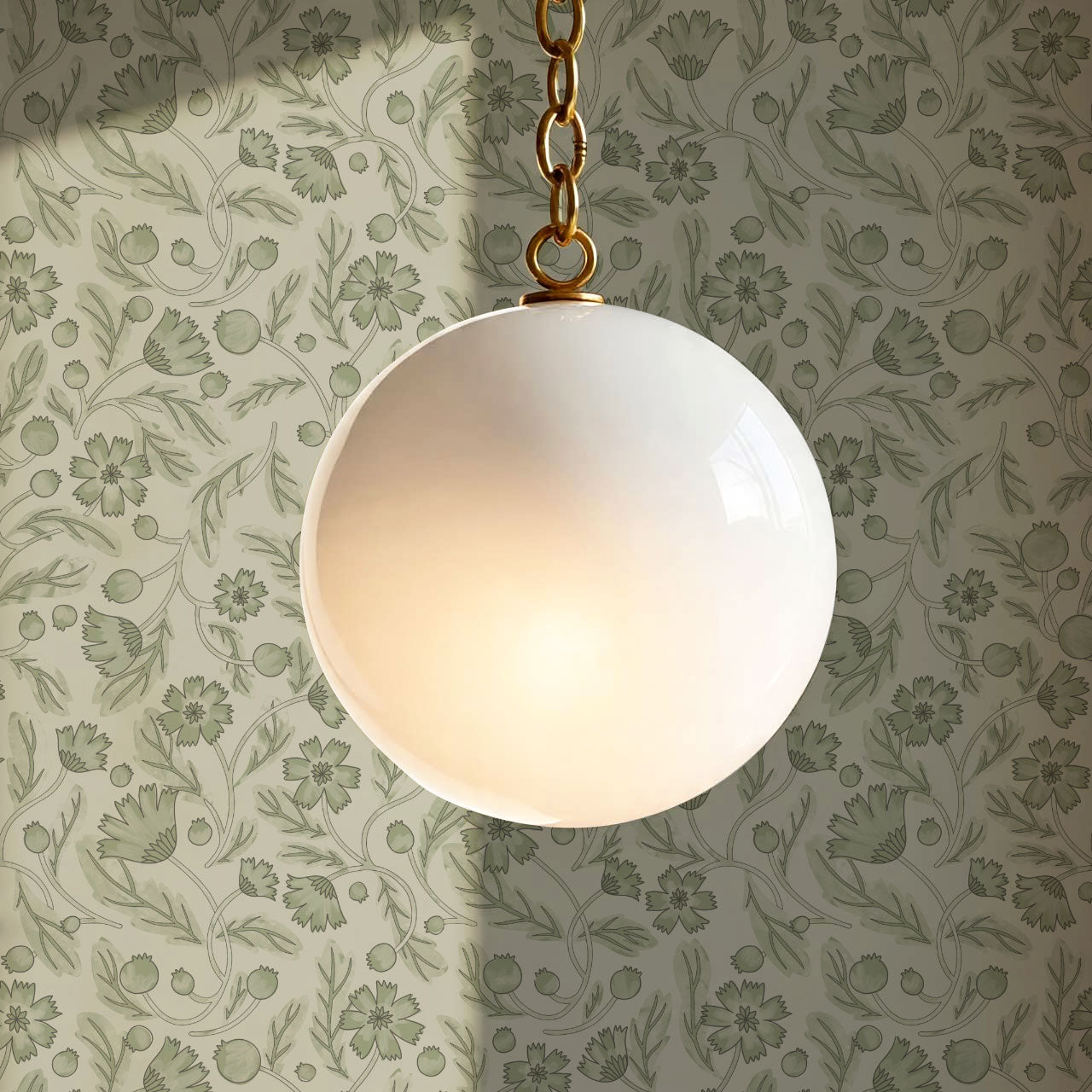 Odile Frenchie Blooms Sage Wallpaper