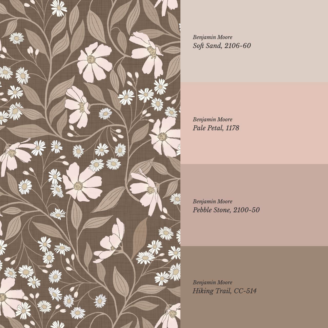 Oksana Trailing Floral Blush Brown Wallpaper