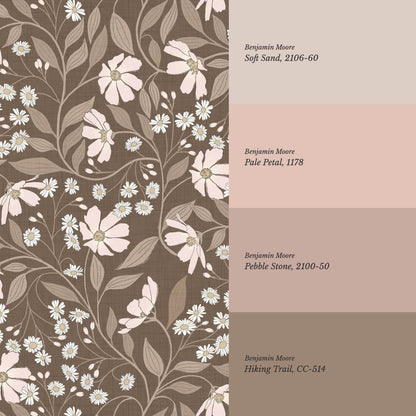 Oksana Trailing Floral Blush Brown Wallpaper