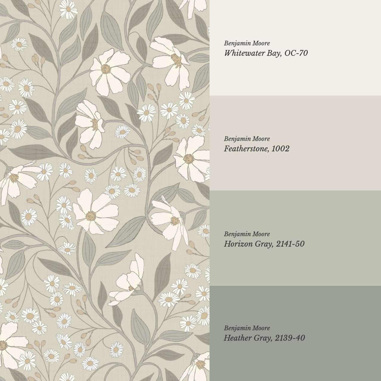Oksana Trailing Floral Sand Gray Wallpaper