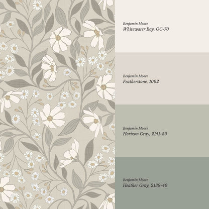 Oksana Trailing Floral Sand Gray Wallpaper