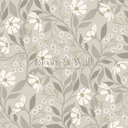 Oksana Trailing Floral Sand Gray Wallpaper