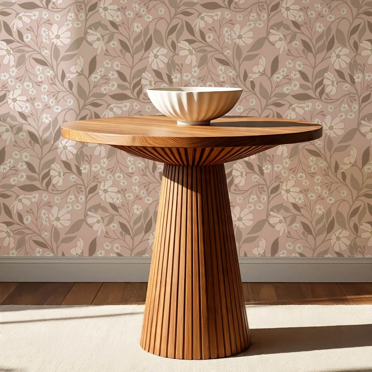 Oksana Trailing Floral Coral Wallpaper