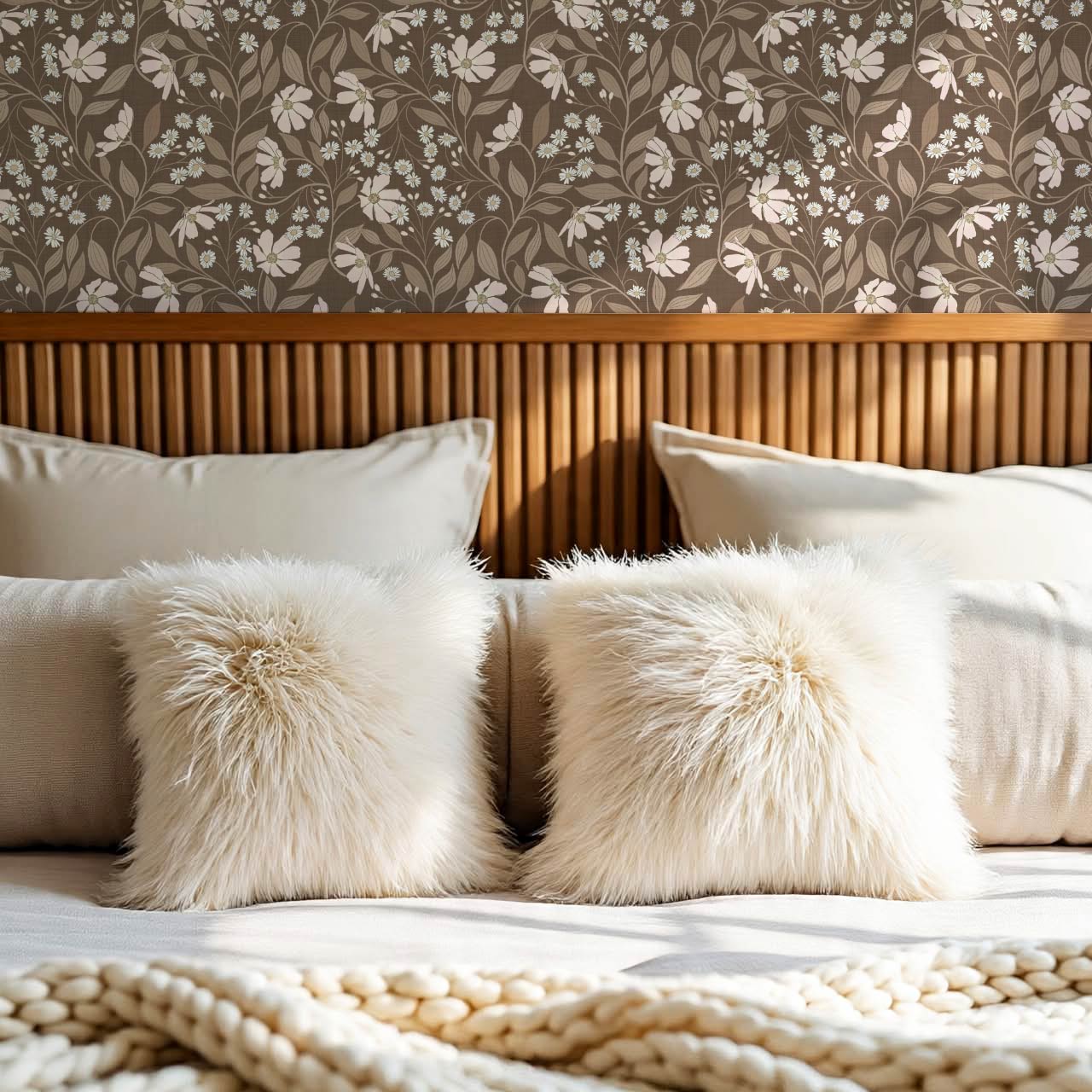 Oksana Trailing Floral Blush Brown Wallpaper