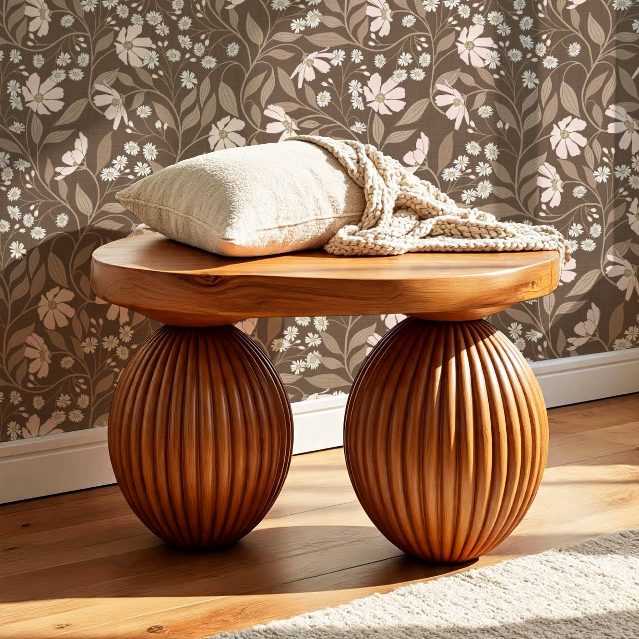 Oksana Trailing Floral Blush Brown Wallpaper