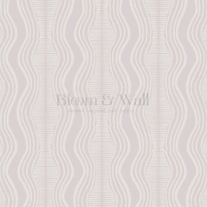 Olive Wavy Lilac Stripes Wallpaper