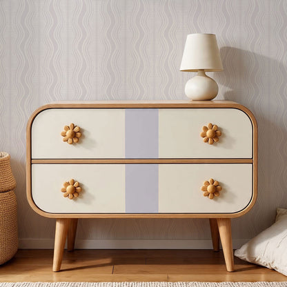 Olive Wavy Lilac Stripes Wallpaper
