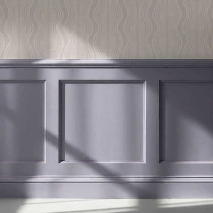 Olive Wavy Lilac Stripes Wallpaper
