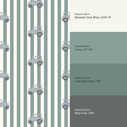 Oliver Tractors Green Stripe Blue Tractor Wallpaper