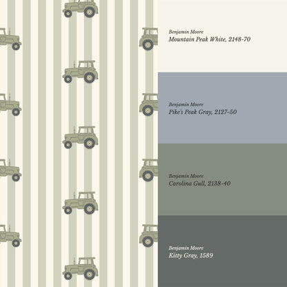 Oliver Tractors Green Stripe Tractor Wallpaper