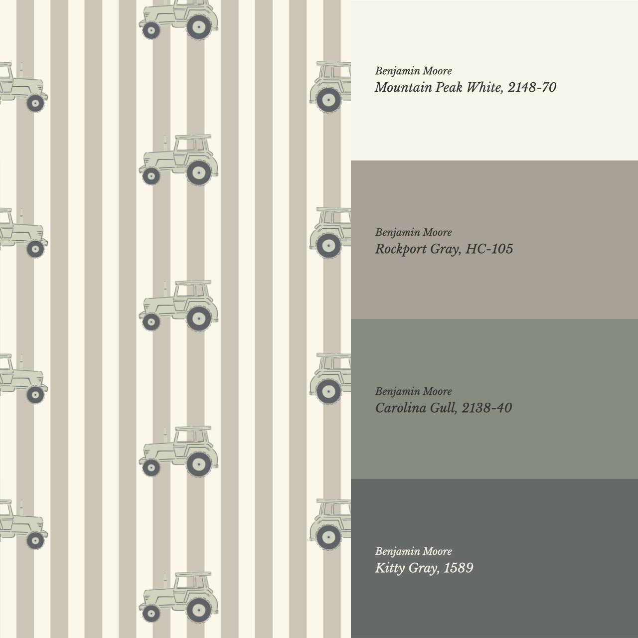 Oliver Tractors Tan Stripe Green Tractor Wallpaper