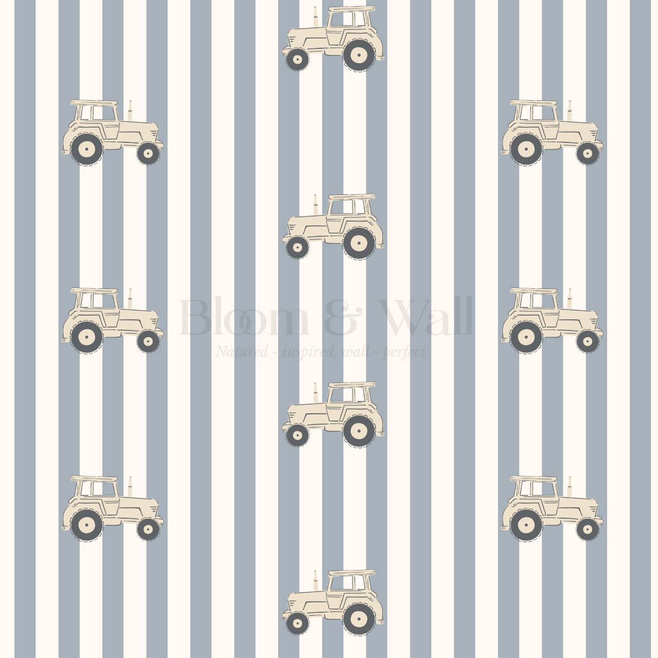 Oliver Tractors Blue Stripe Tan Tractor Wallpaper