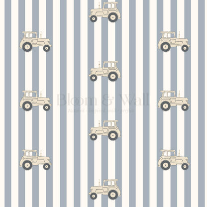 Oliver Tractors Blue Stripe Tan Tractor Wallpaper