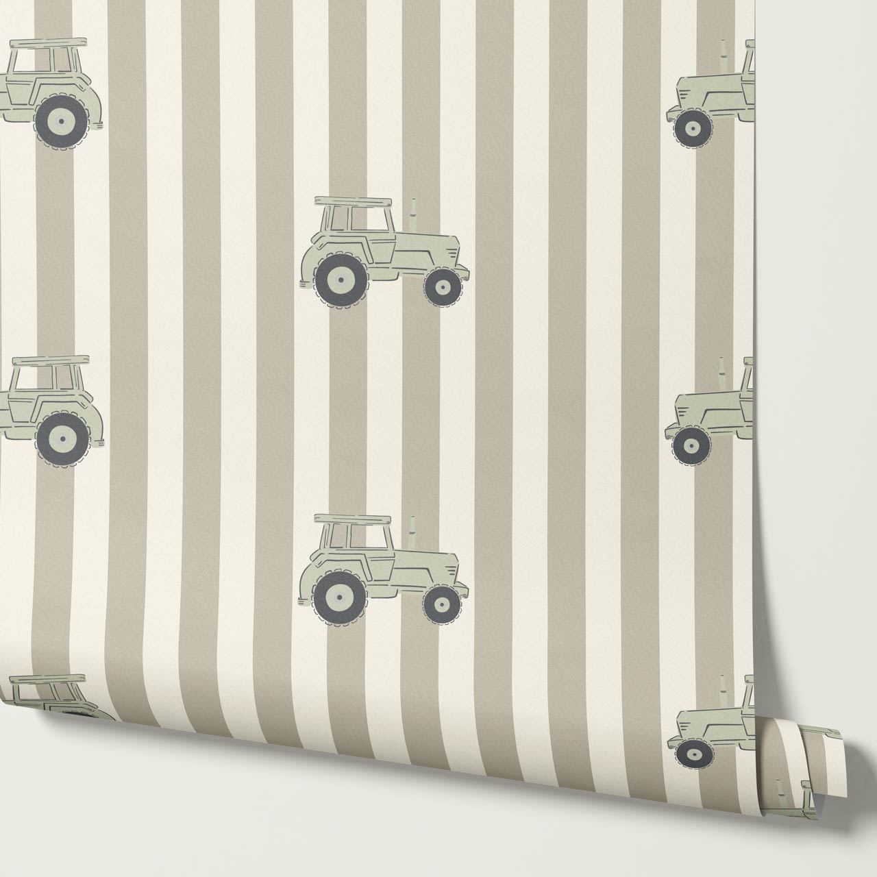 Oliver Tractors Tan Stripe Green Tractor Wallpaper