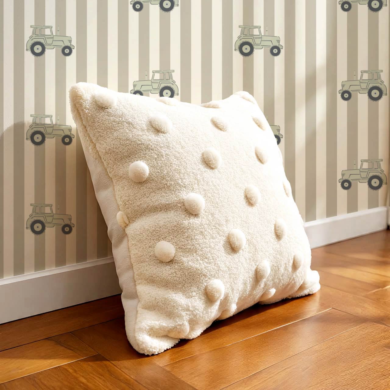 Oliver Tractors Tan Stripe Green Tractor Wallpaper