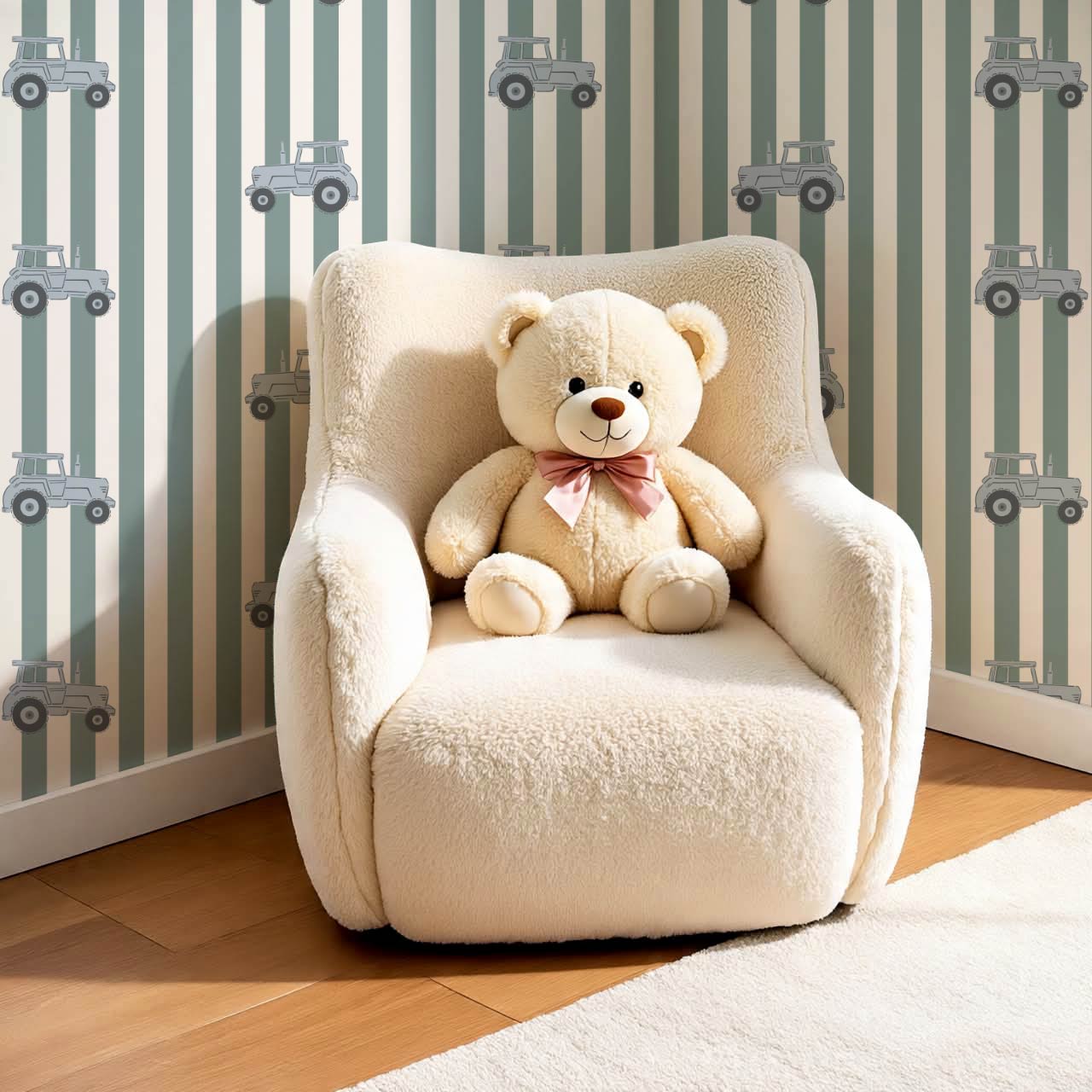 Oliver Tractors Green Stripe Blue Tractor Wallpaper