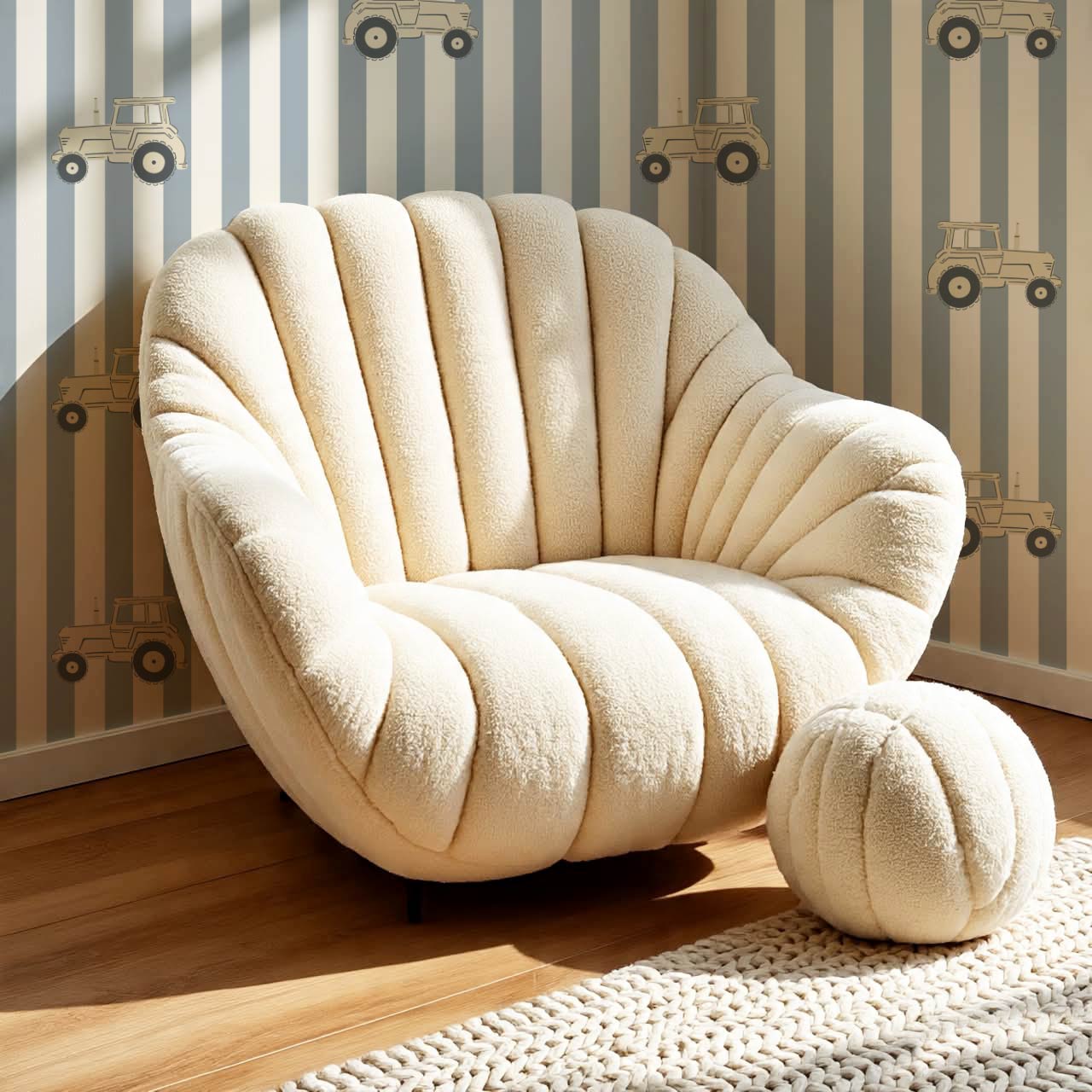 Oliver Tractors Blue Stripe Tan Tractor Wallpaper