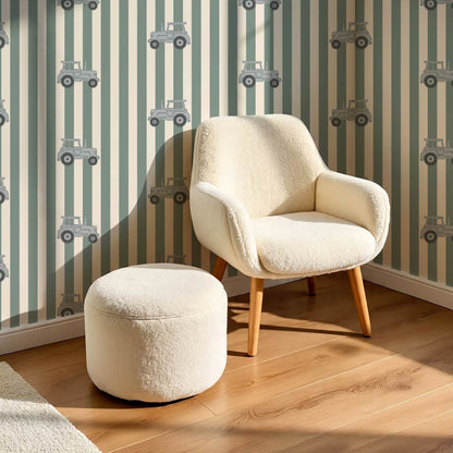 Oliver Tractors Green Stripe Blue Tractor Wallpaper