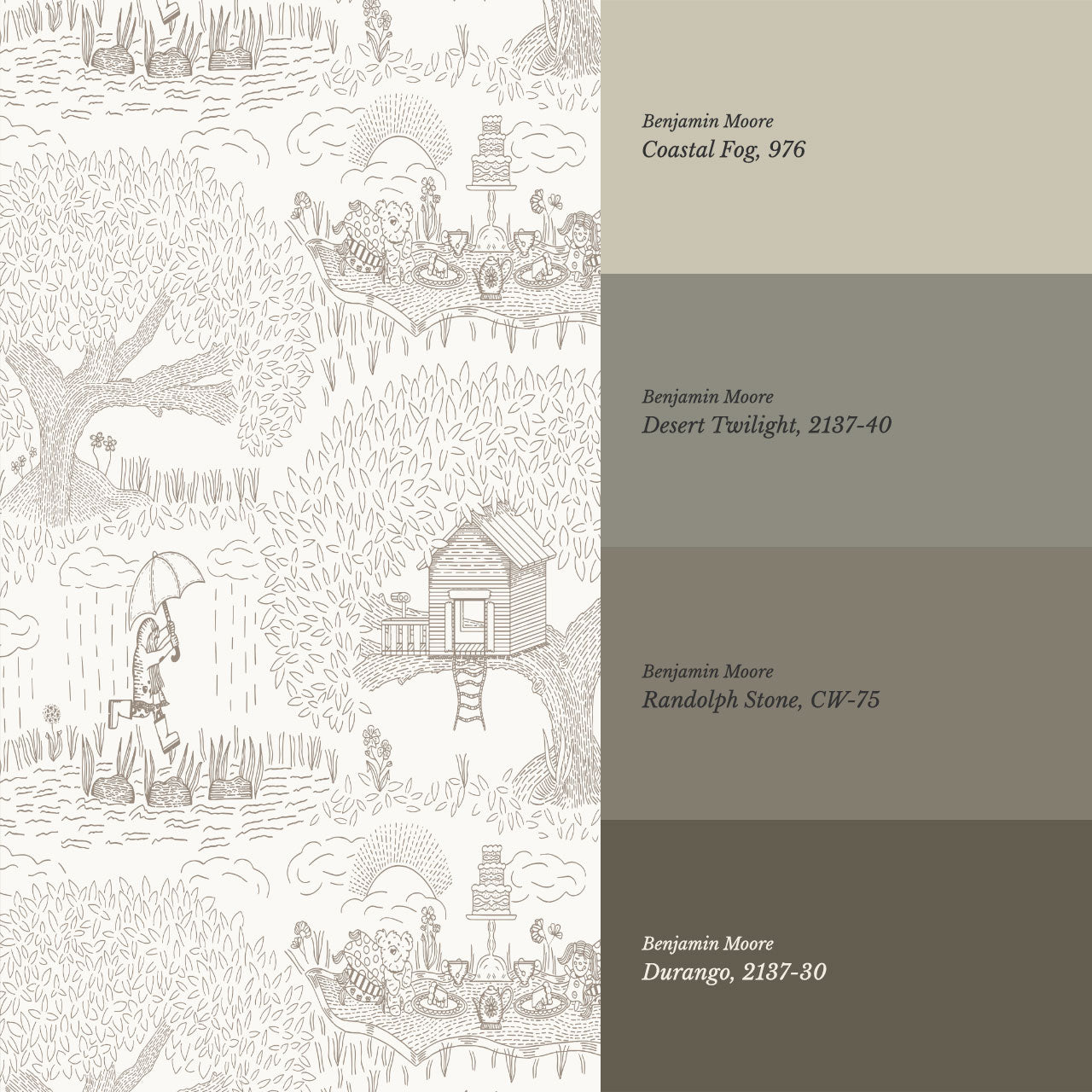Olivia Outdoor Play Taupe Wallpaper