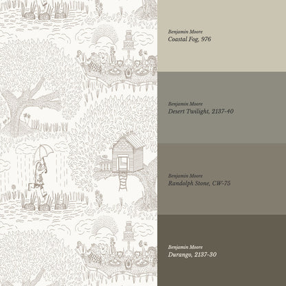 Olivia Outdoor Play Taupe Wallpaper