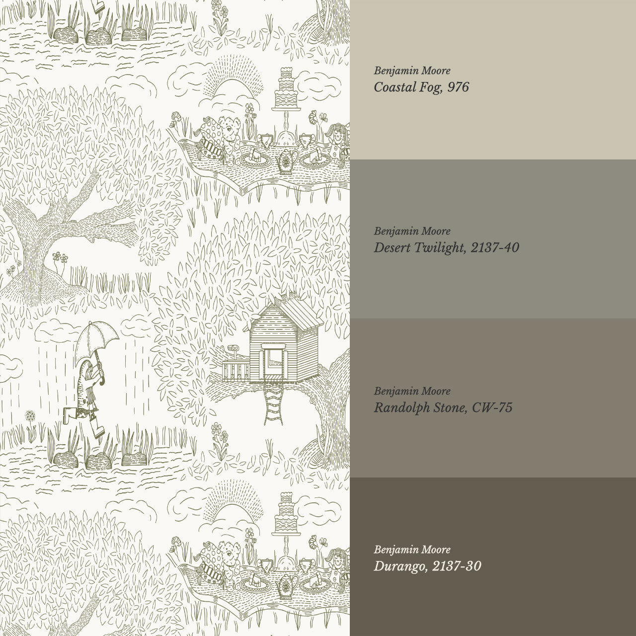 Olivia Outdoor Play Sage Wallpaper