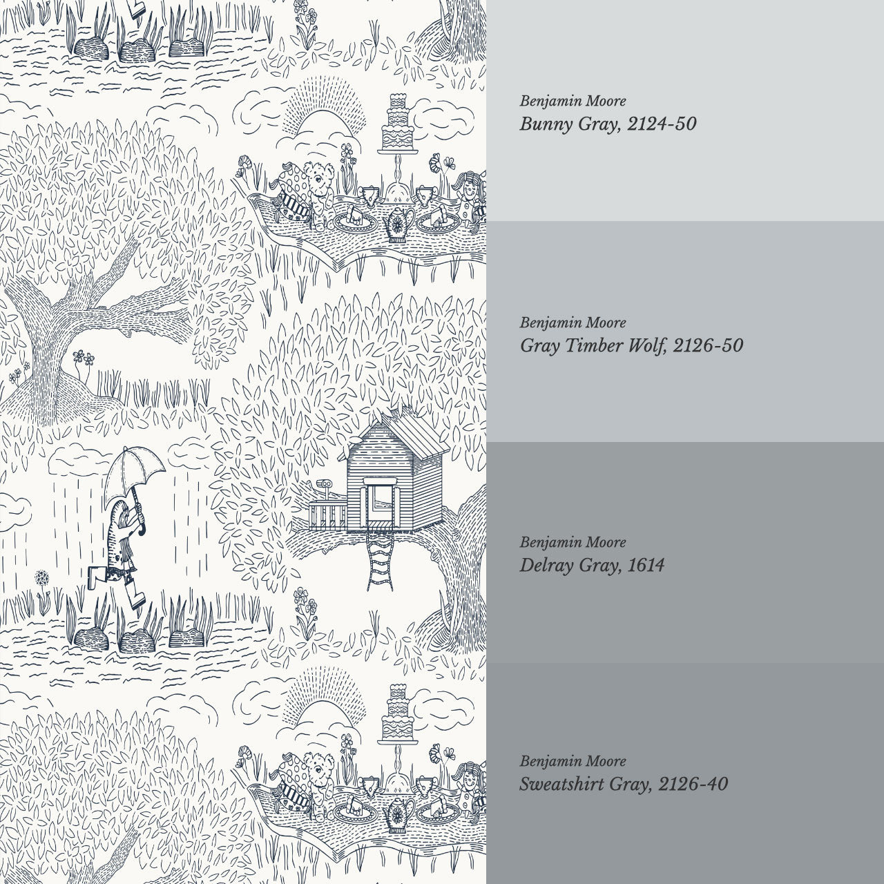 Olivia Outdoor Play Navy Wallpaper