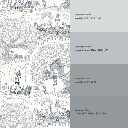 Olivia Outdoor Play Navy Wallpaper
