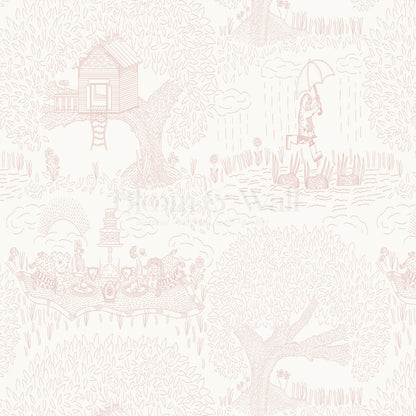 Olivia Outdoor Play Blush Wallpaper