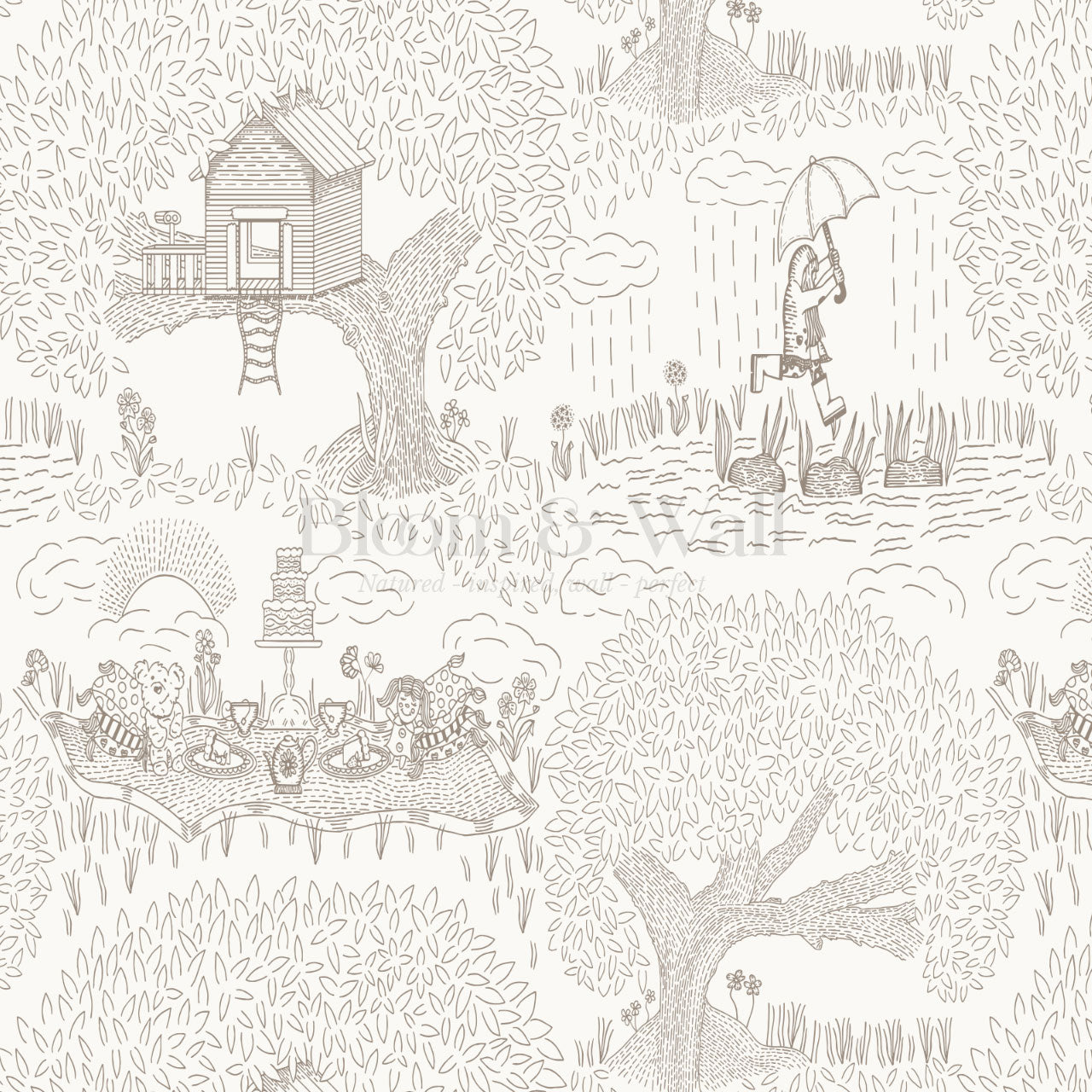 Olivia Outdoor Play Taupe Wallpaper