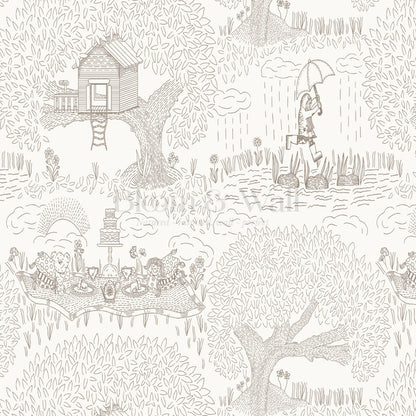 Olivia Outdoor Play Taupe Wallpaper