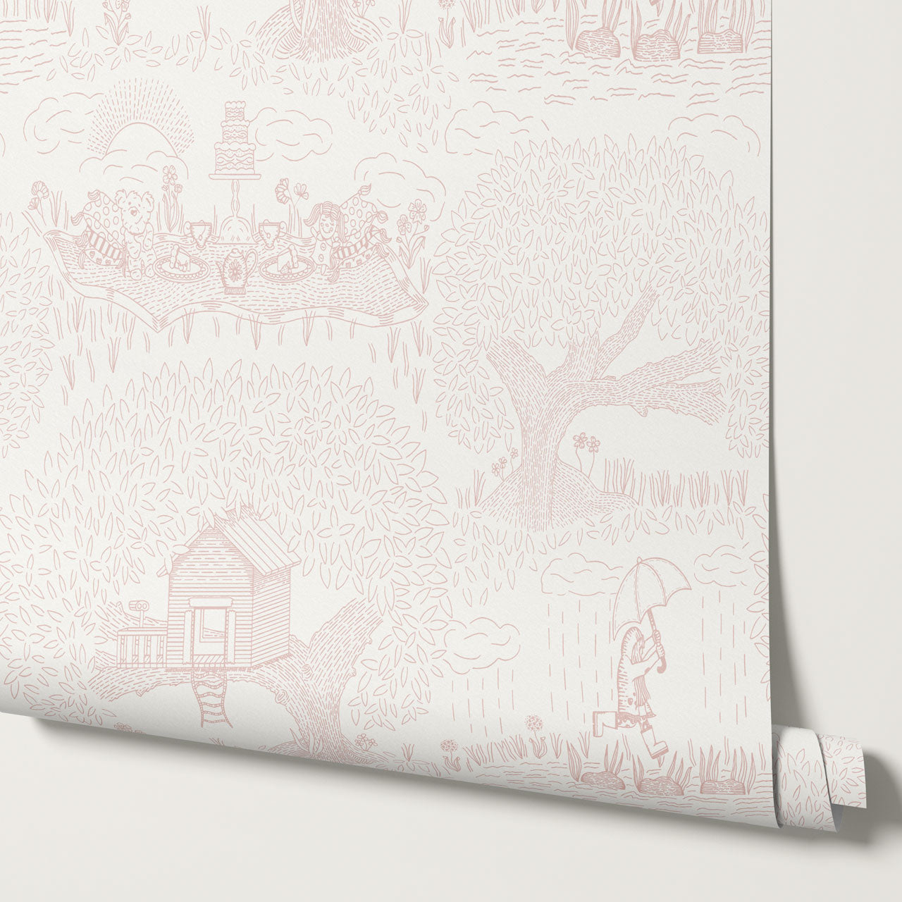 Olivia Outdoor Play Blush Wallpaper