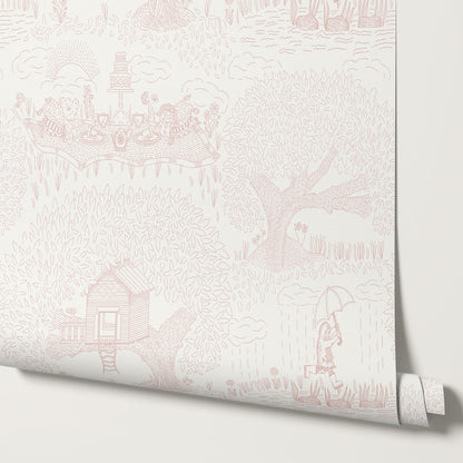 Olivia Outdoor Play Blush Wallpaper