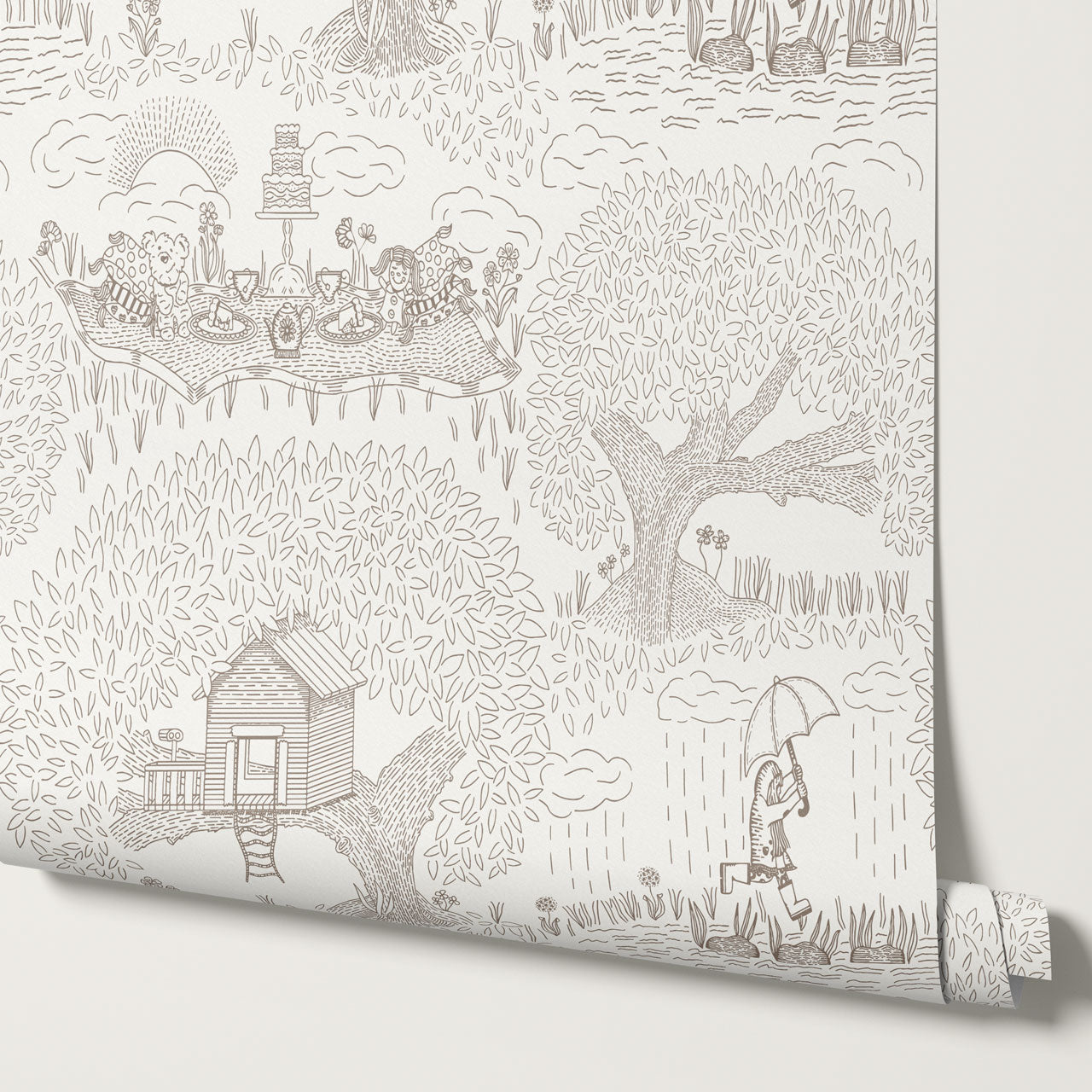 Olivia Outdoor Play Taupe Wallpaper