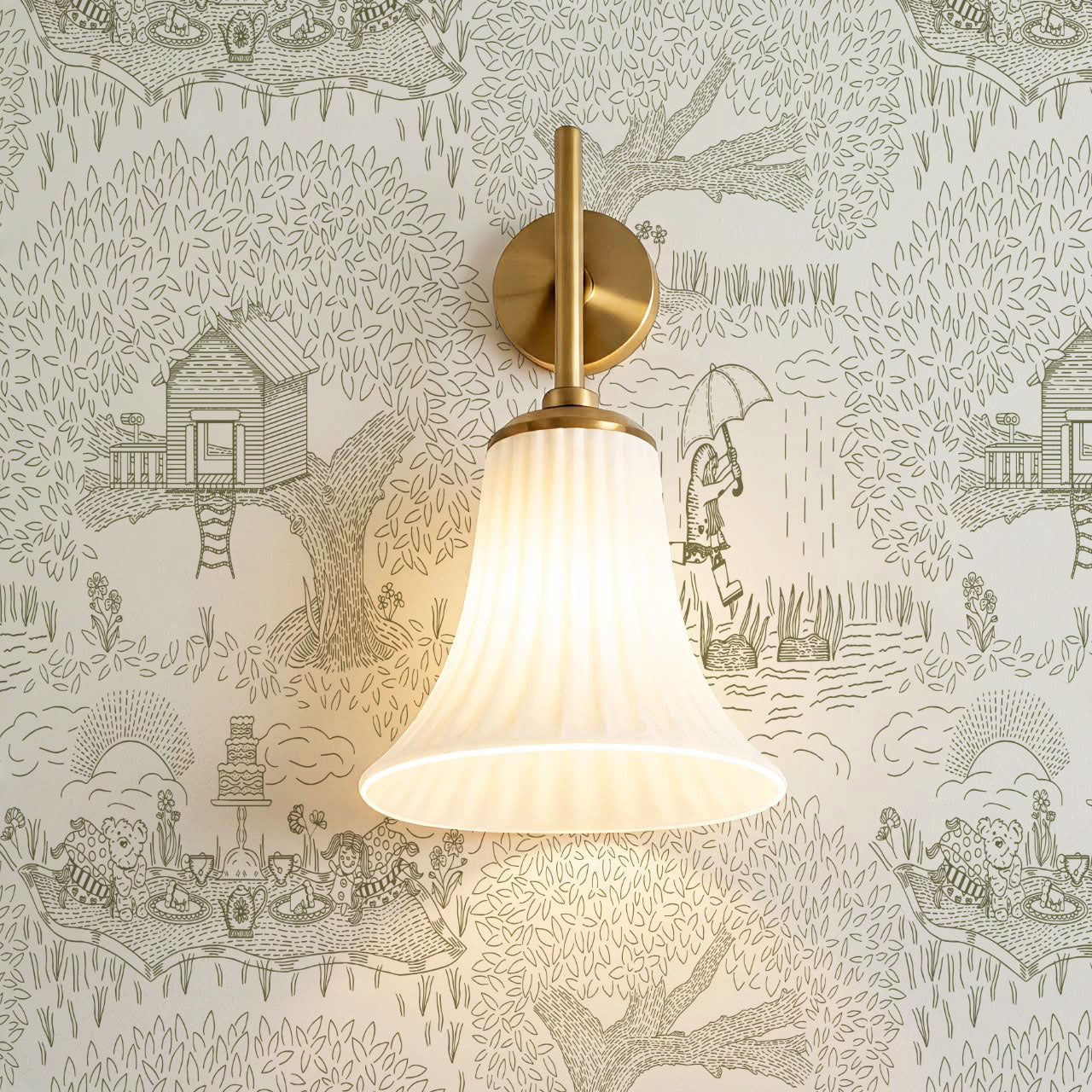 Olivia Outdoor Play Sage Wallpaper