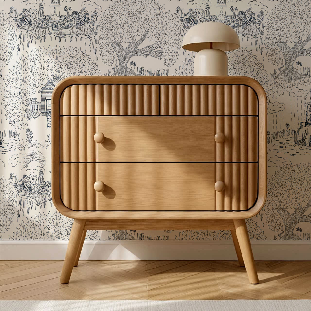 Olivia Outdoor Play Navy Wallpaper