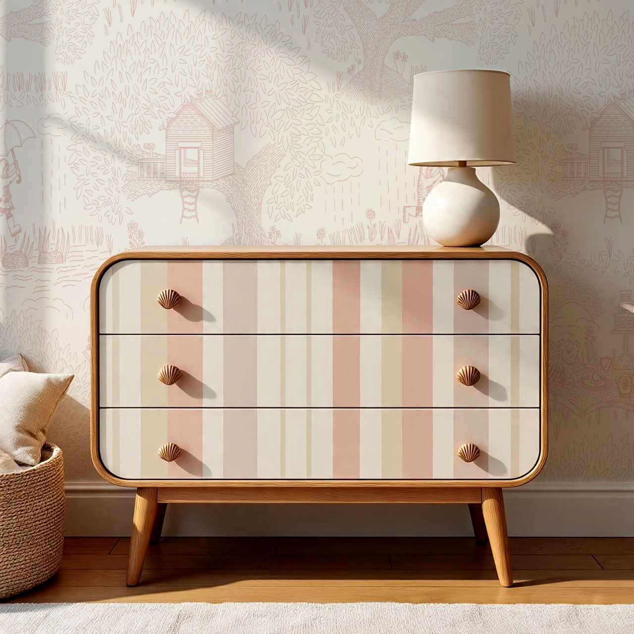 Olivia Outdoor Play Blush Wallpaper