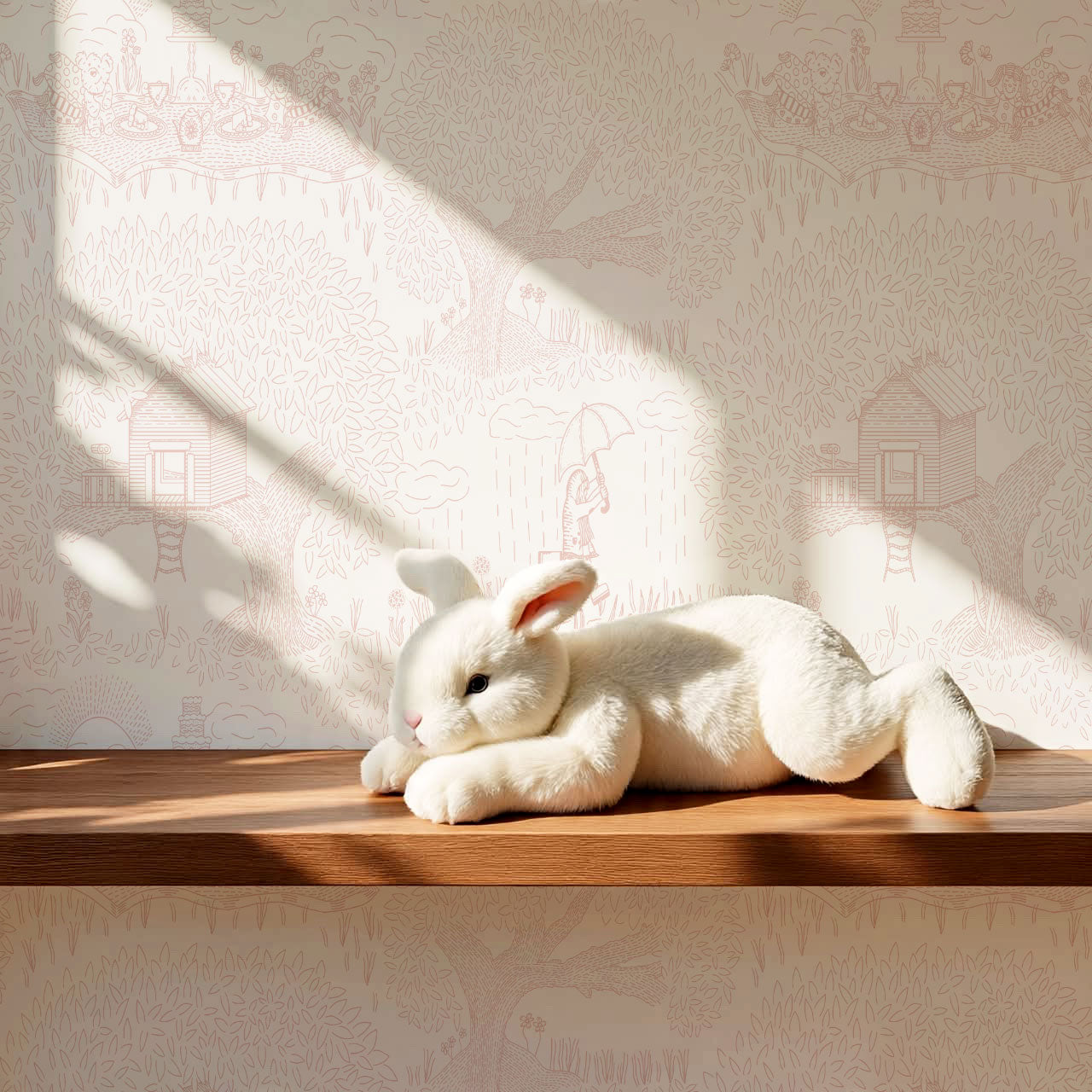 Olivia Outdoor Play Blush Wallpaper