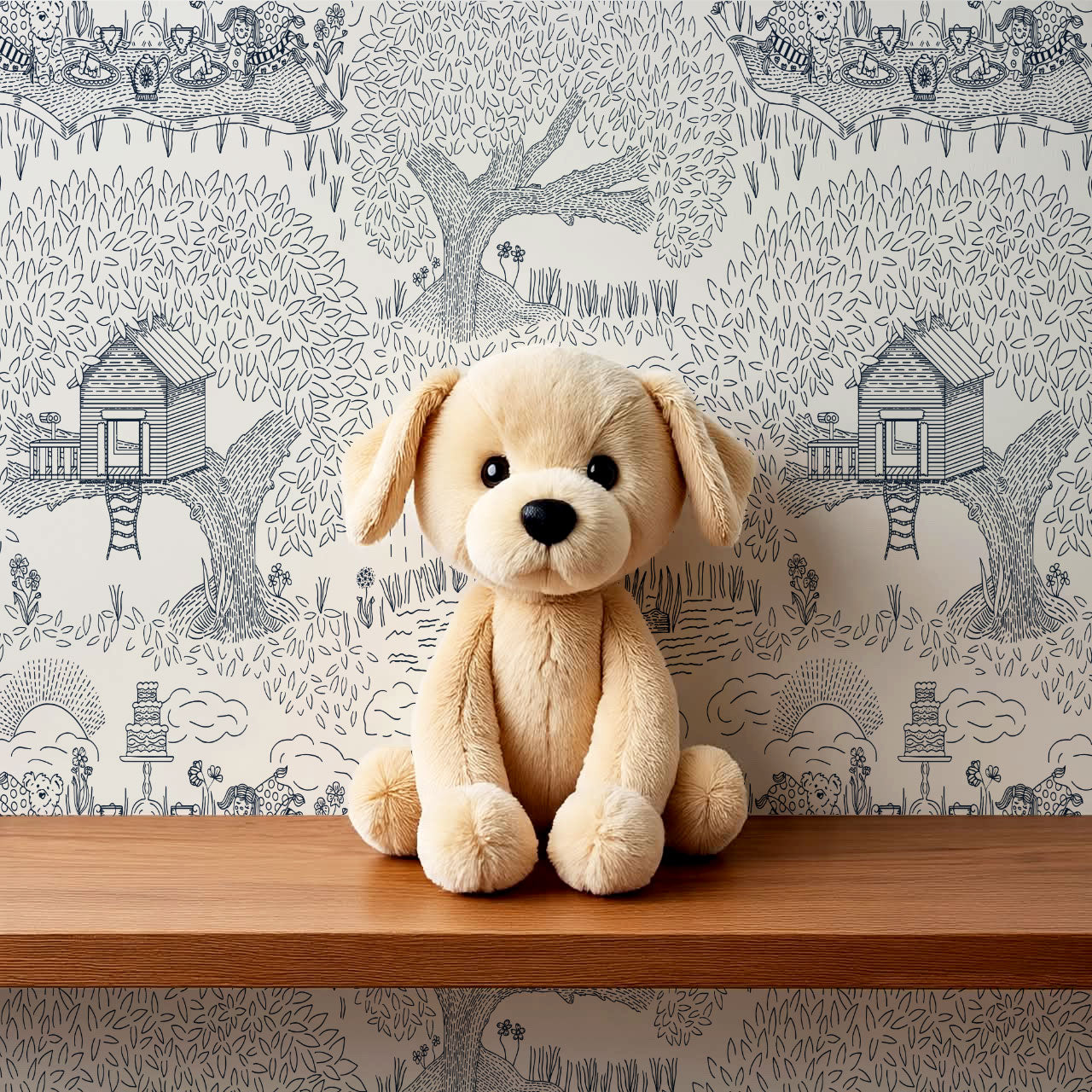 Olivia Outdoor Play Navy Wallpaper
