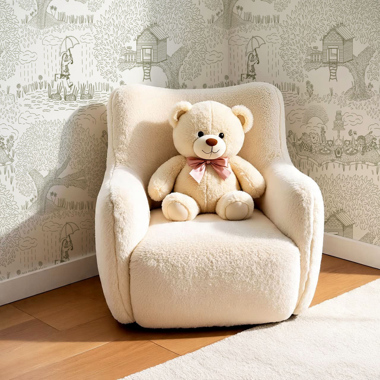 Olivia Outdoor Play Sage Wallpaper