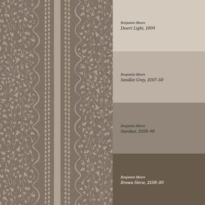 Ophelia Floral Scallop Dark Cocoa Wallpaper