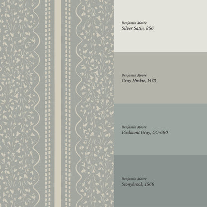 Ophelia Floral Scallop Dove Wallpaper