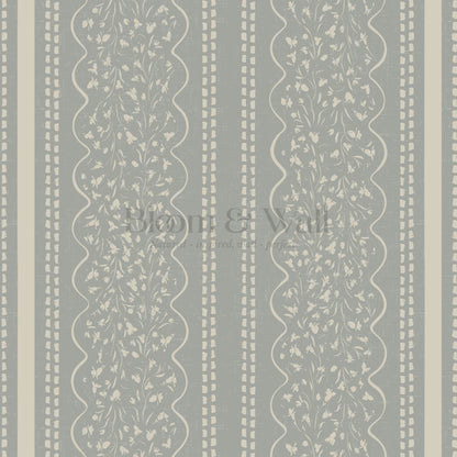 Ophelia Floral Scallop Dove Wallpaper