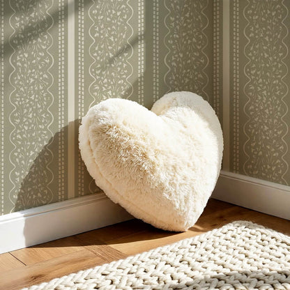 Ophelia Floral Scallop Sage Wallpaper