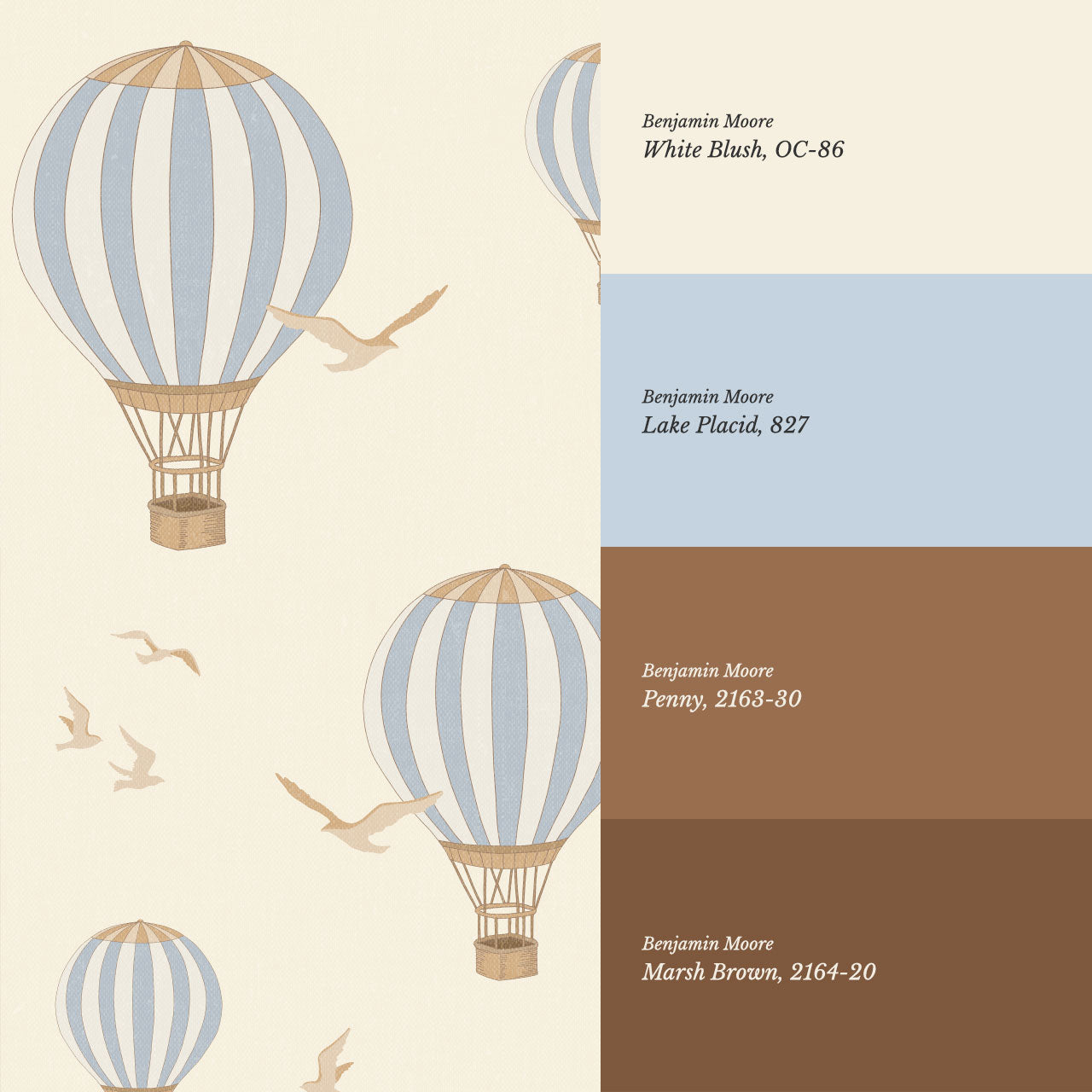 Ottilie Hot Air Balloons Blue Wallpaper