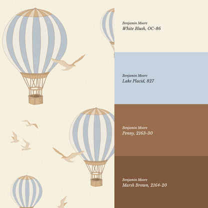 Ottilie Hot Air Balloons Blue Wallpaper