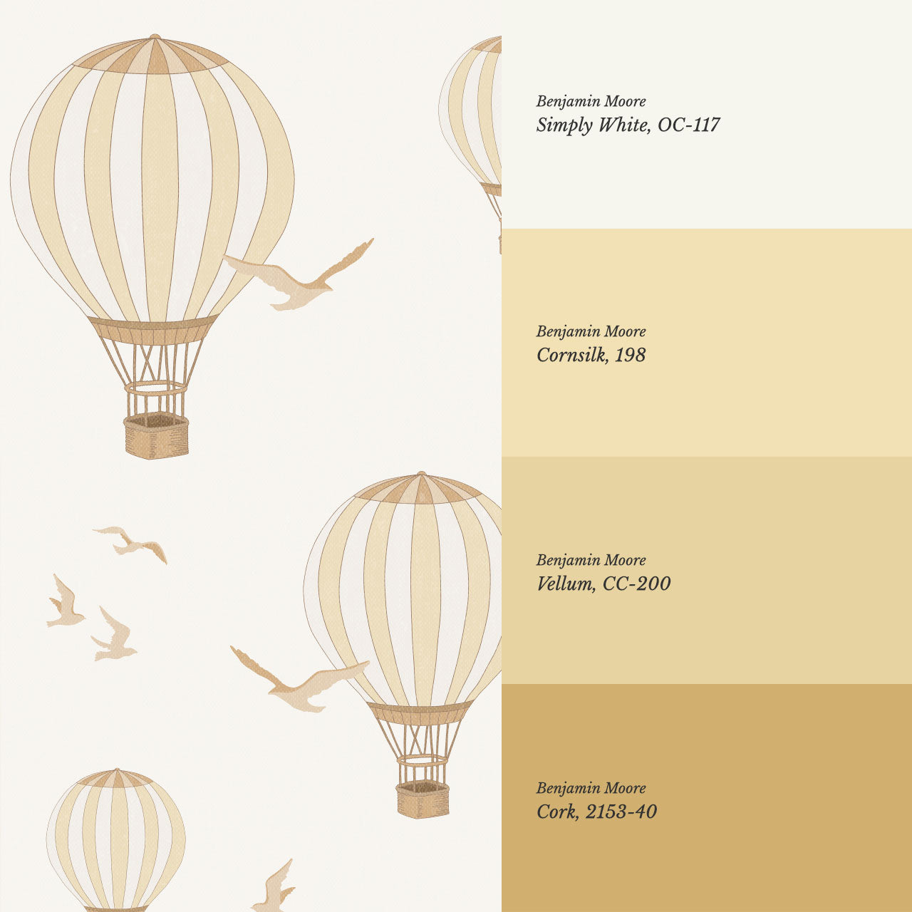 Ottilie Hot Air Balloons Yellow Wallpaper