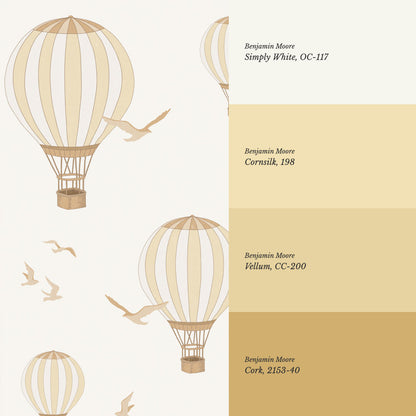 Ottilie Hot Air Balloons Yellow Wallpaper