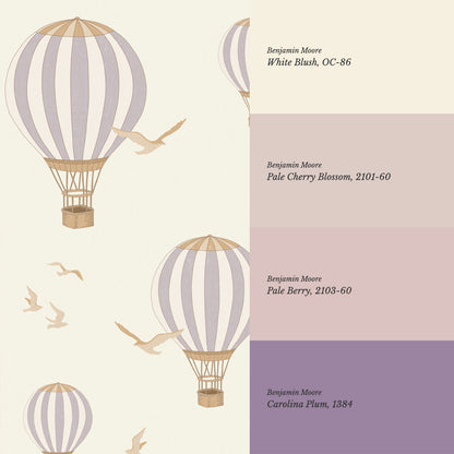 Ottilie Hot Air Balloons Plum Wallpaper