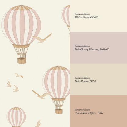 Ottilie Hot Air Balloons Mauve Wallpaper